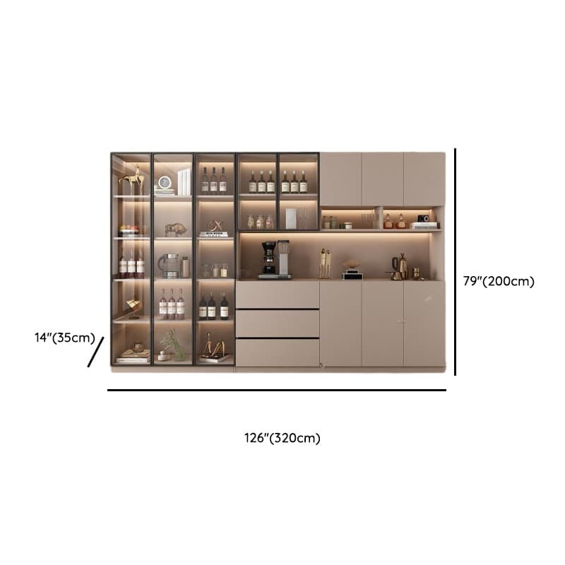 Wide/Standard/Narrow Modern Timber 3 Drawers 2 Shelves/3 Shelves/1 Shelf Glass Doors Pantry Hutch Sideboard thumbnail 43
