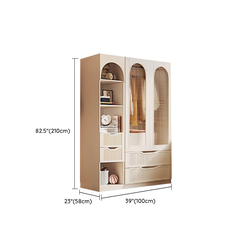 Chalk Almirah in Timber with Clothing Rod, 3 Cabinets/2 Cabinets and 5-Drawer/4-Drawer/3-Drawer in a Minimalist Style, 3-Shelf/2-Shelf Included/Not Included thumbnail 25