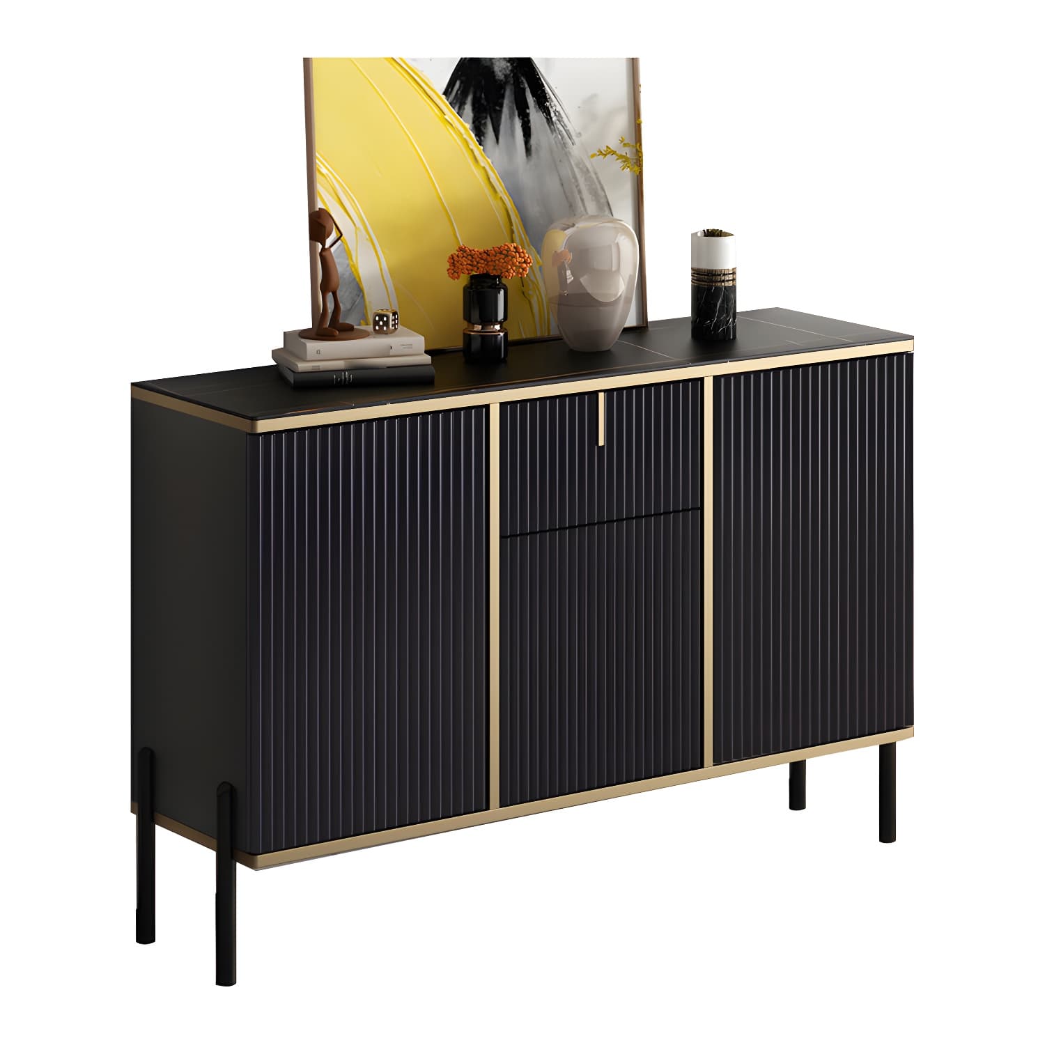 Glam Sideboard Stone Top Sideboard with Door for Living Room thumbnail 9
