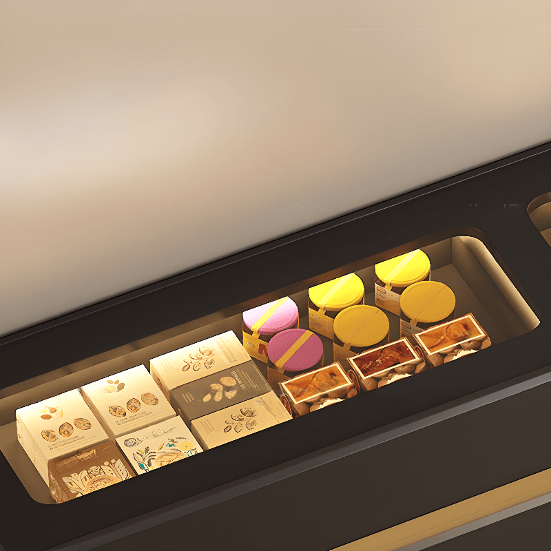 Elegant Sideboard with 8/12 Drawers, Glass Countertop, and Illuminating Lighting thumbnail 8
