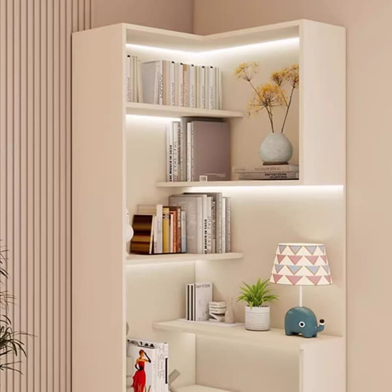 Modern Simple Style Nook Decorative Cabinet with 7 Exterior Shelves, Composite Wood Countertop in Chalk thumbnail 2