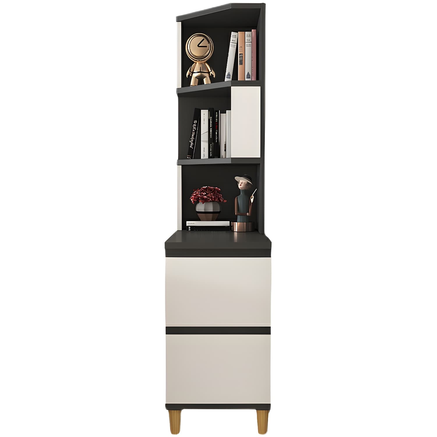 31" Wide Contemporary Corner 2 - Drawer Accent Chest with Shelves thumbnail 8