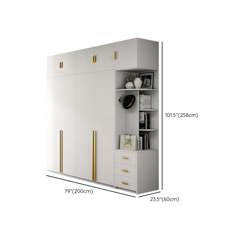 Simple Lumber White Wardrobe Armoire with Interior Shelves & Clothing Rack & Soft Close Drawer & Soft Close Door thumbnail 28