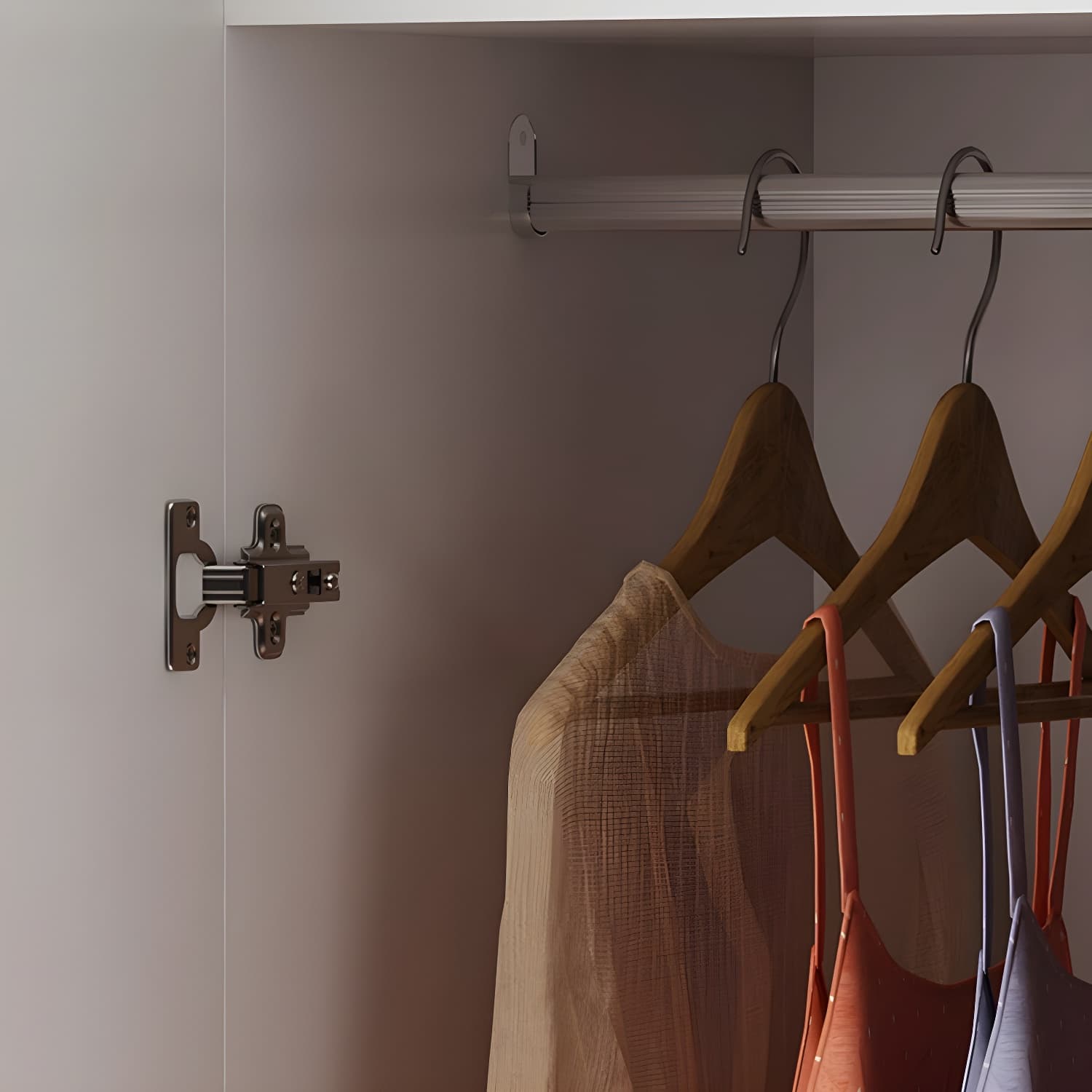 White Wood Wardrobe Armoire with Drawers, Shelves, and Clothing Rod thumbnail 6