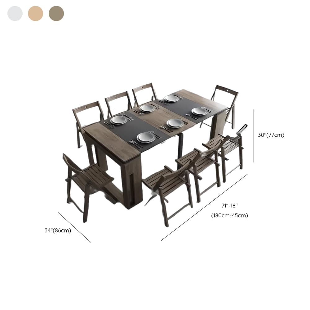 Trendy Rectangular Dining Table Set with Four Legs, Versatile 9-piece/7 Pieces/5 Piece Set, Chalk/Tan/Unfinished Colors thumbnail 15