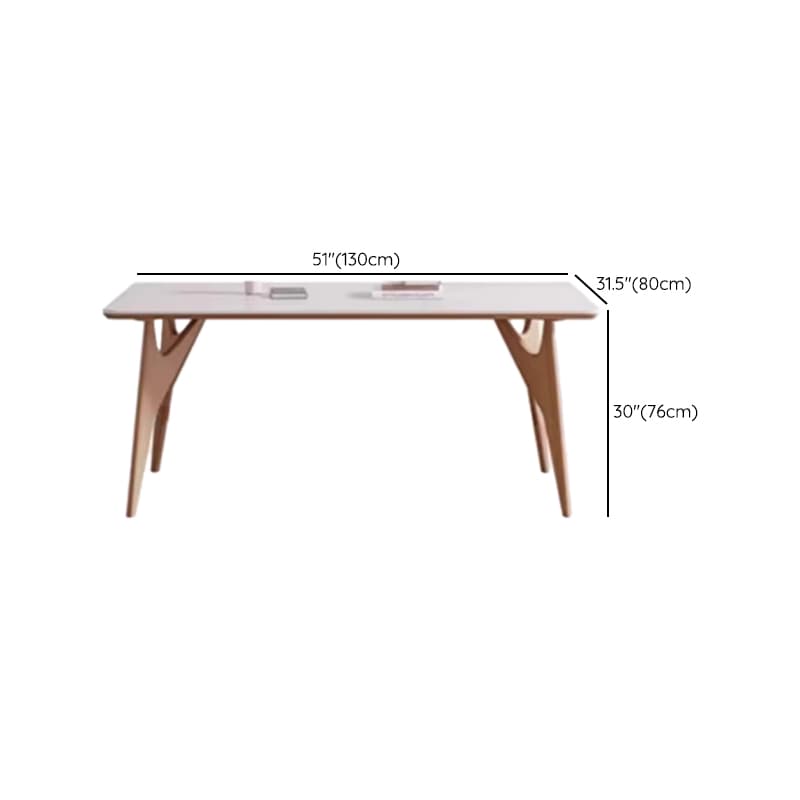 Dining Table Set with Slate Stone Top, Enclosed Back, Fixed Table, Padded Chair for 6 People in White thumbnail 8