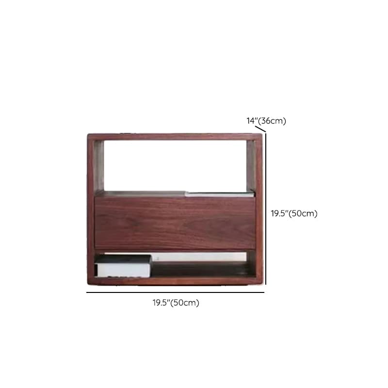 Solid Wood Open Shelf Nightstand with 1 Drawer in a Modish Style thumbnail 16
