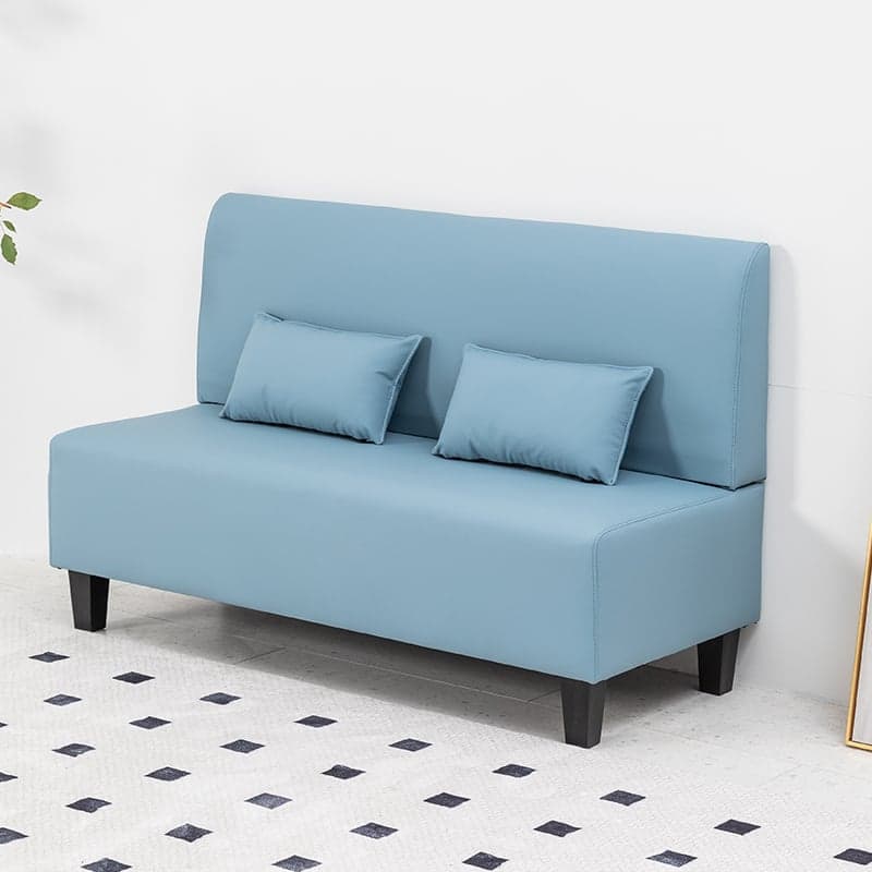 Contemporary Modern Solid Color Stain Resistant Loveseat in Gray/White/Cerulean for 2 People with 2 Pillows thumbnail 6