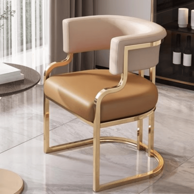 Minimalist Arm Chair with Cushioned Seat, Arms, Metallic Metal Legs, and Low Back thumbnail 4