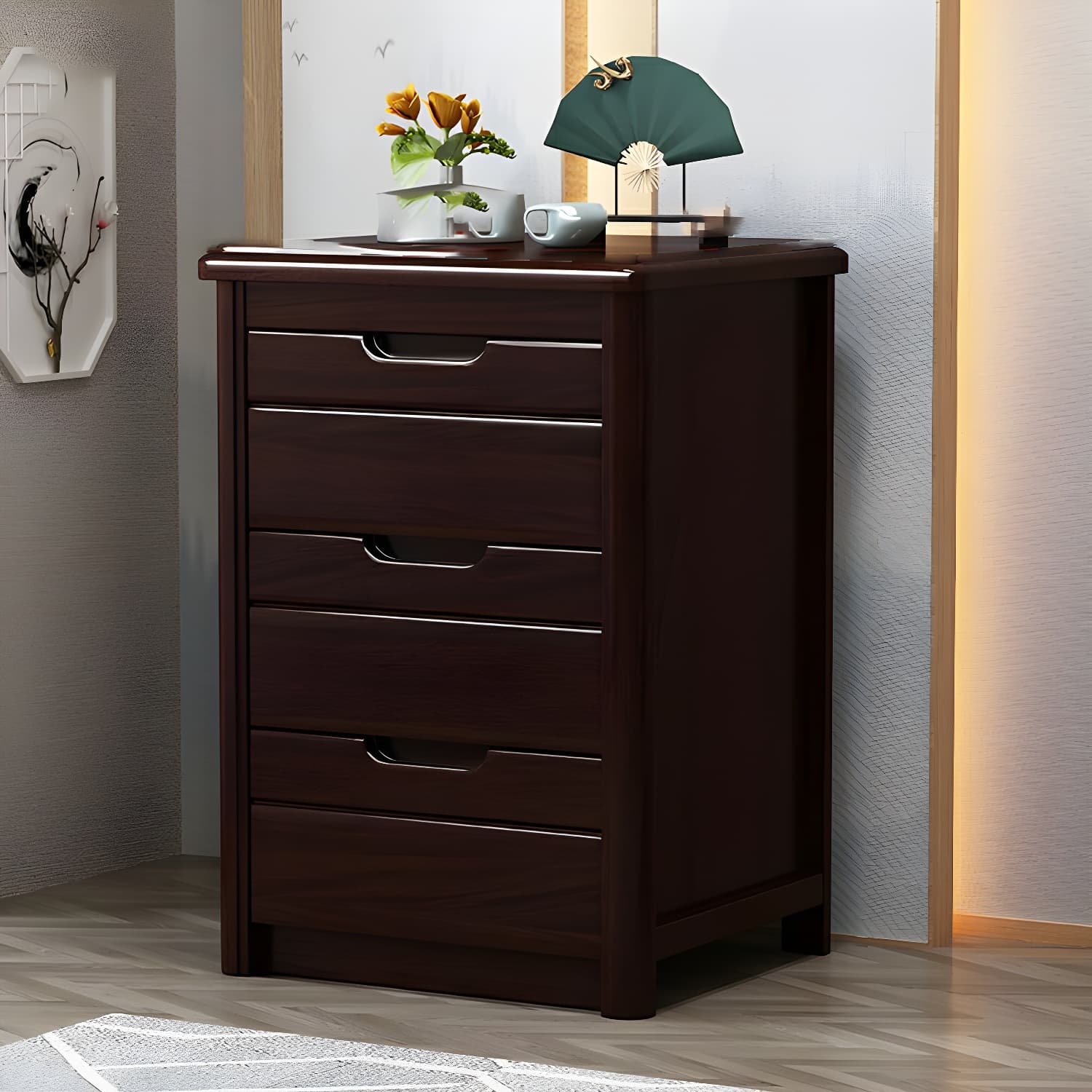 Traditional Wood Dresser with Drawers - Narrow Vertical Design - 40cm Width - Self Close Glides