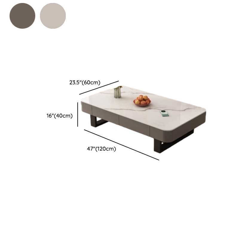 Funky Single Rock Side Table with Toboggan Base, Gray/White Square Top, and 1 Drawer thumbnail 11
