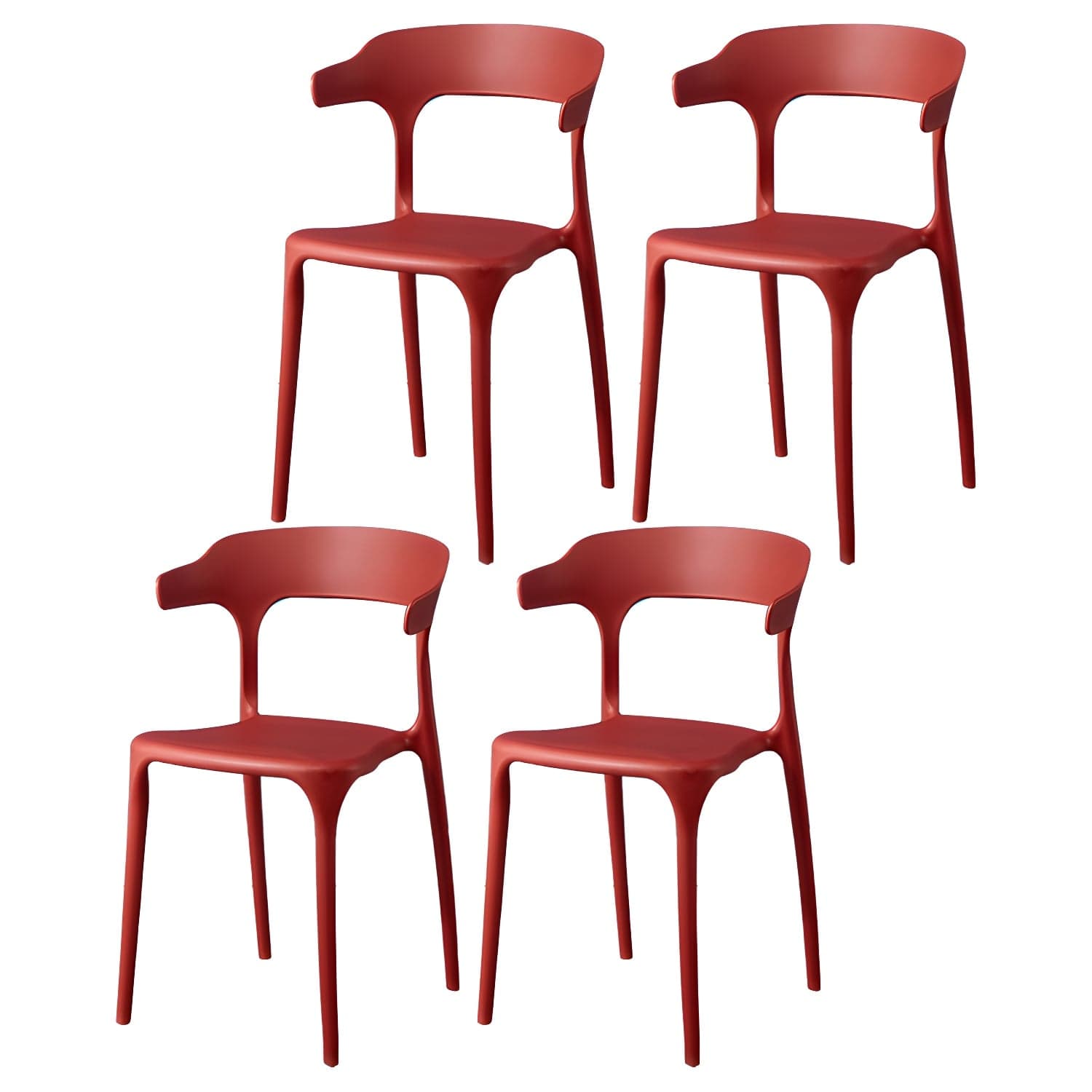 Glam Plastic Side Chair Matte Finish Open Back Dining Chair for Dinning Room thumbnail 3