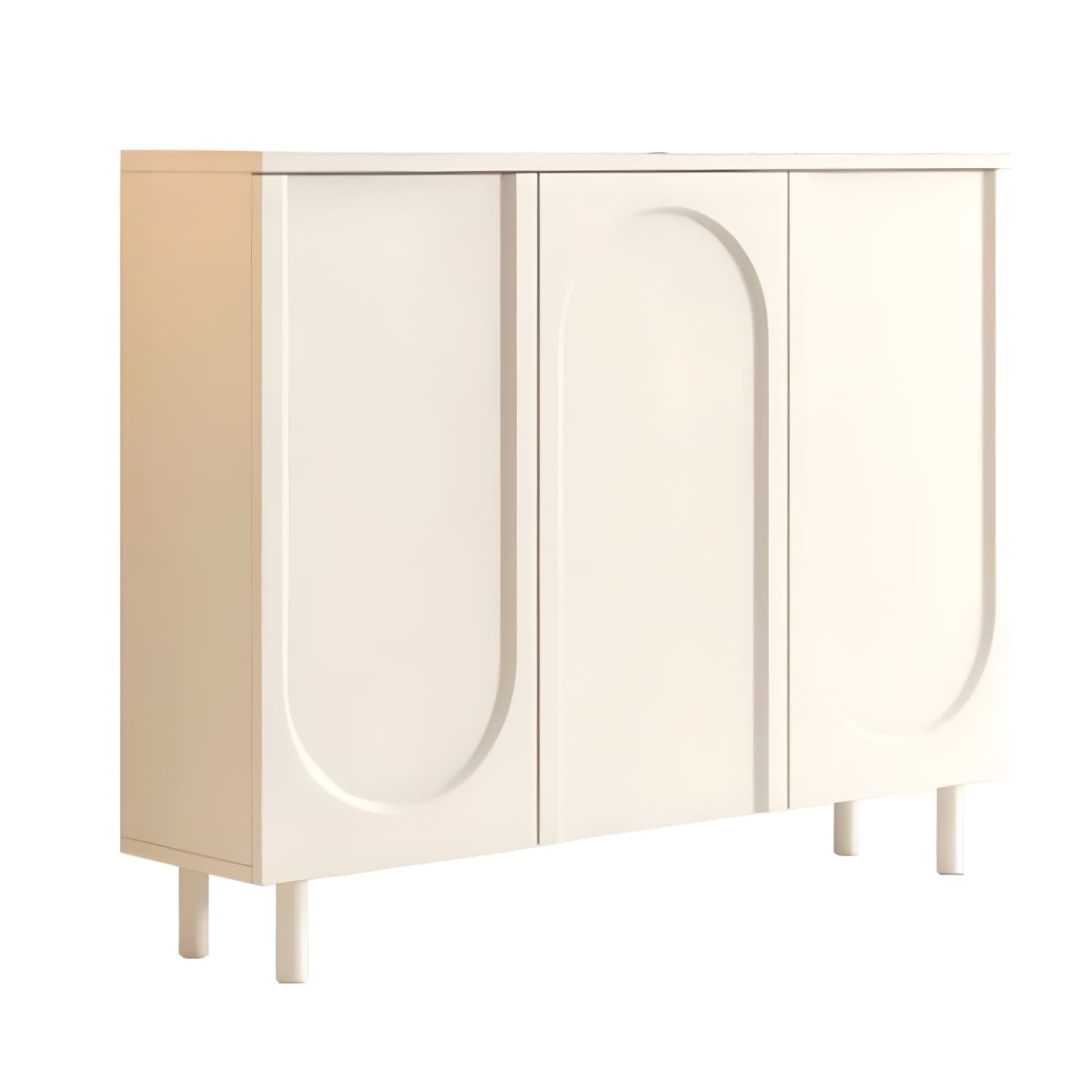 Scandinavian Wood Sideboard Cabinet with Stone Countertop, Adjustable Shelves - image 12