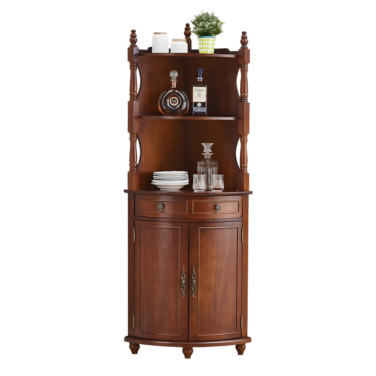 Mid-century Modern 1- Door Cabinet Wooden Corner Cabinet with Shelf thumbnail 7