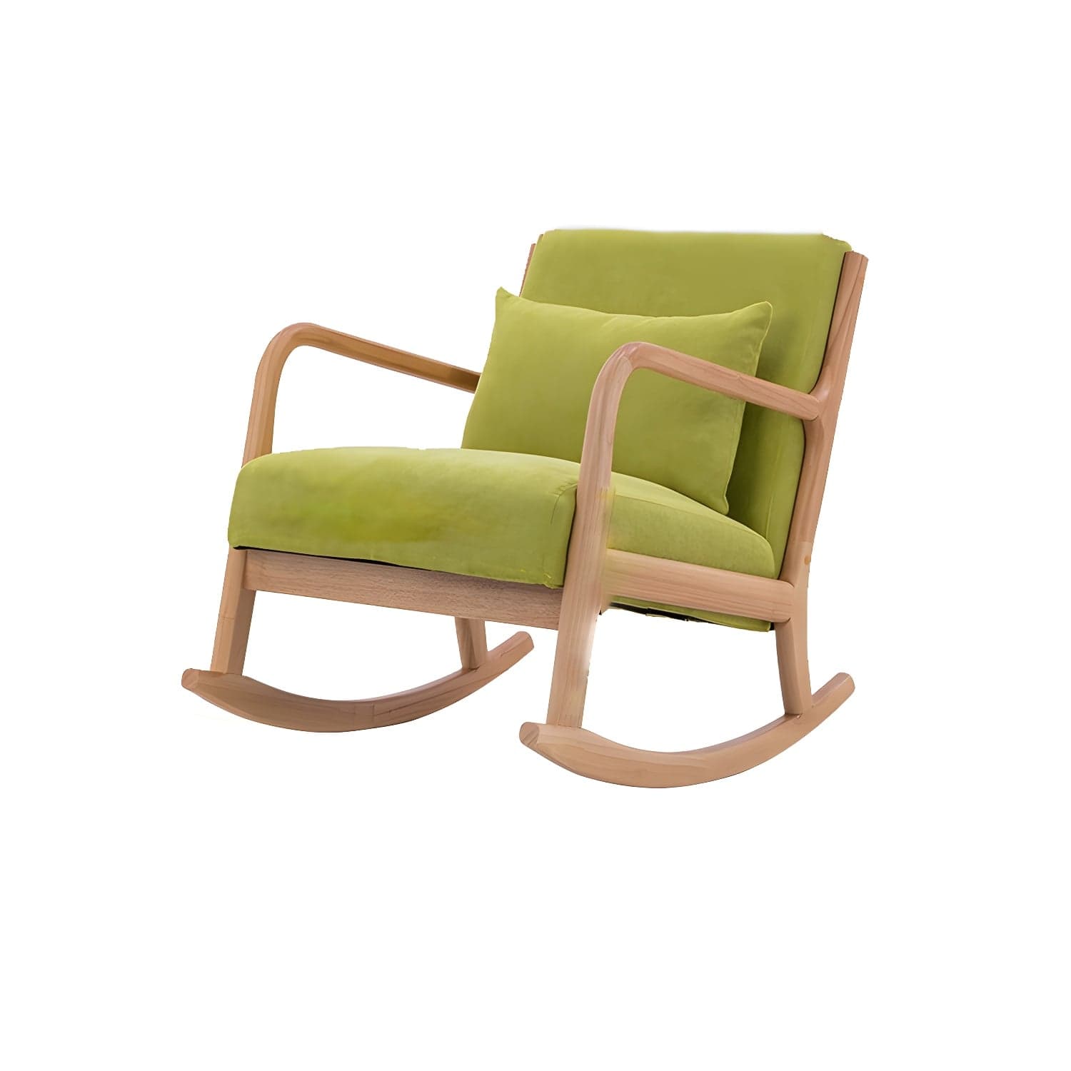 Mid-Century Modern Rocking Accent Chair with Solid Wood Frame and a Pillow thumbnail 3