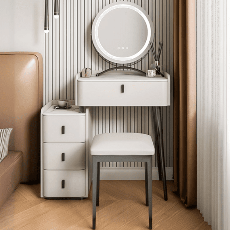 Orange/Gray/Beige Vanity Set with Drawers and Adjustable Brightness Mirror thumbnail 6
