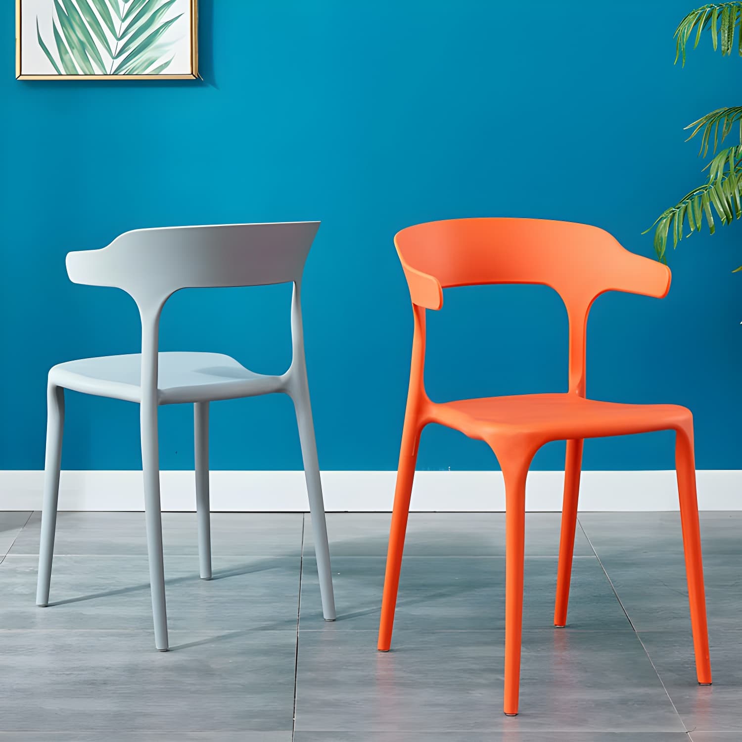 Glam Plastic Side Chair Matte Finish Open Back Dining Chair for Dinning Room thumbnail 26