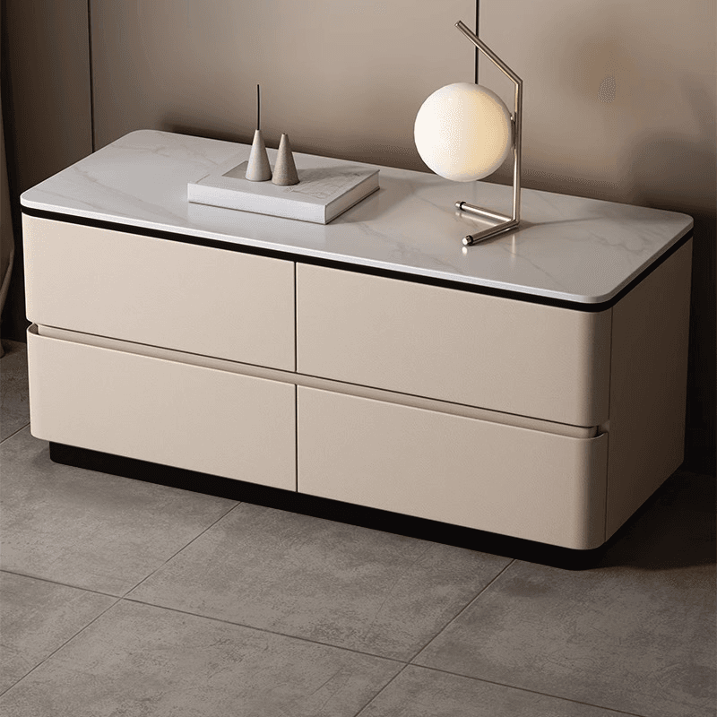 Modish Nightstand With Drawer Organization with 4 Drawers and Stone Tabletop thumbnail 11
