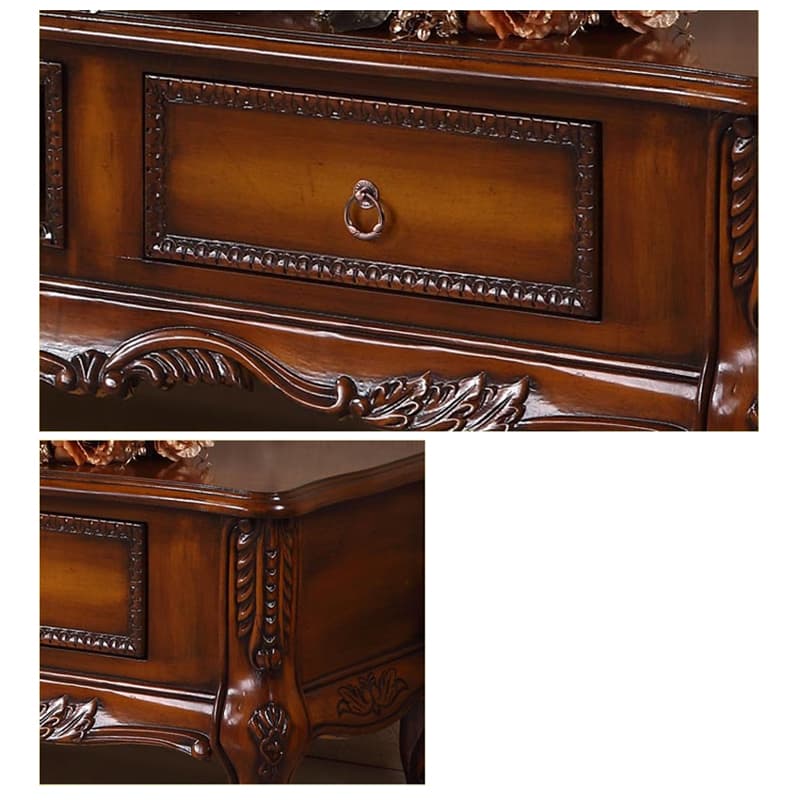 Scandinavian Brown TV Stand with Drawers & Shelves and Low Height featuring Open Storage thumbnail 2