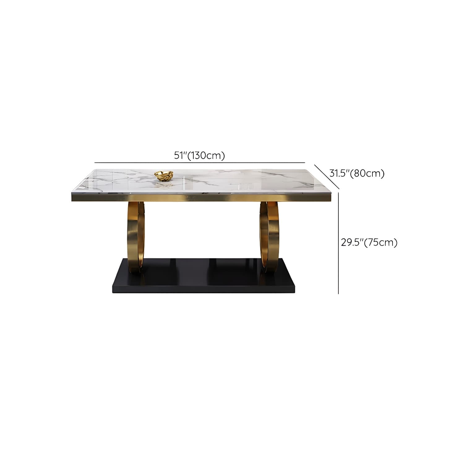 Glam Marble Dining Set with Gold Metal Pedestal Base - White and Beige - 1/5/7 Piece Set thumbnail 12