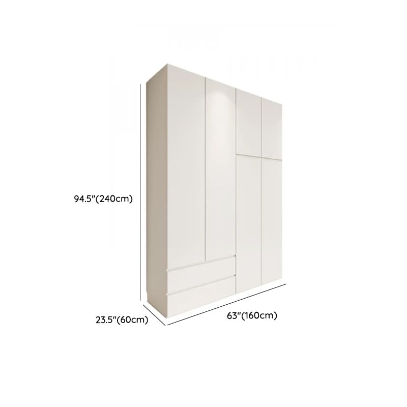 White Minimalist Manufactured Wood Independent Wardrobe Closet with Soft Close Drawer, Soft Close Door, and Interior Shelves thumbnail 17