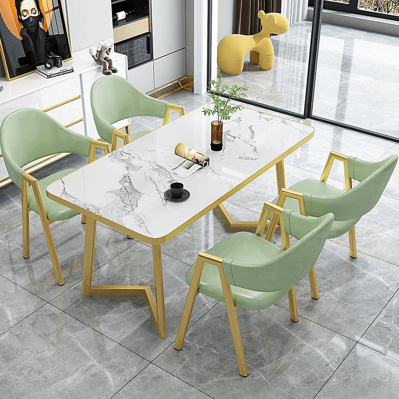 Luxurious Dining Table Set with Recycled Wood Top and Sleighing Base thumbnail 4