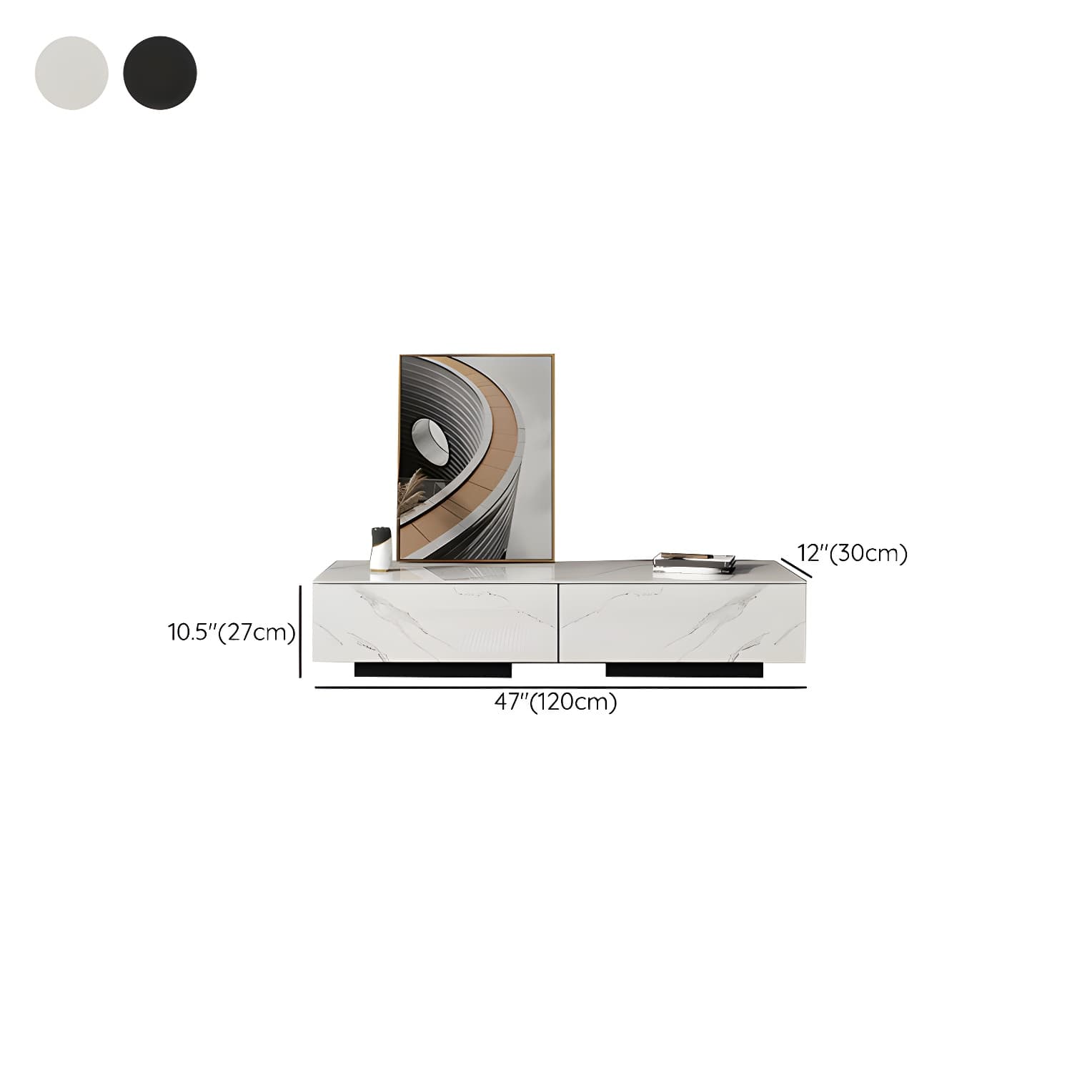 Stone TV Stand Console Contemporary Media Console with Drawers thumbnail 11