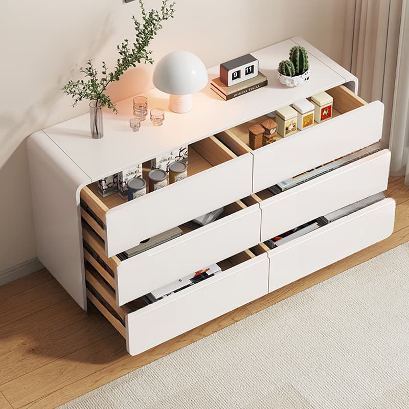 Art Deco White Horizontal/Vertical Bleached Wood Double Dresser/Bachelor Chest with 6 Drawers/8 Drawers/4 Drawers thumbnail 5