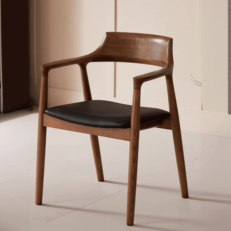 Casual Arm Chair with Uncovered Back, Upholstered, Walnut Timber Legs, Armrest, and Firm Stability thumbnail 4