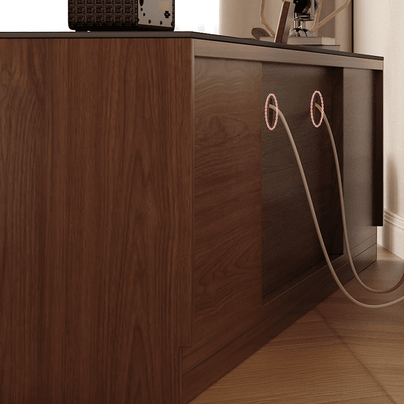 Brown TV Stand with Uncovered Storage, Shelf, 4-Drawer, 2 Cabinets/4 Cabinets, Cable Management & Light thumbnail 5