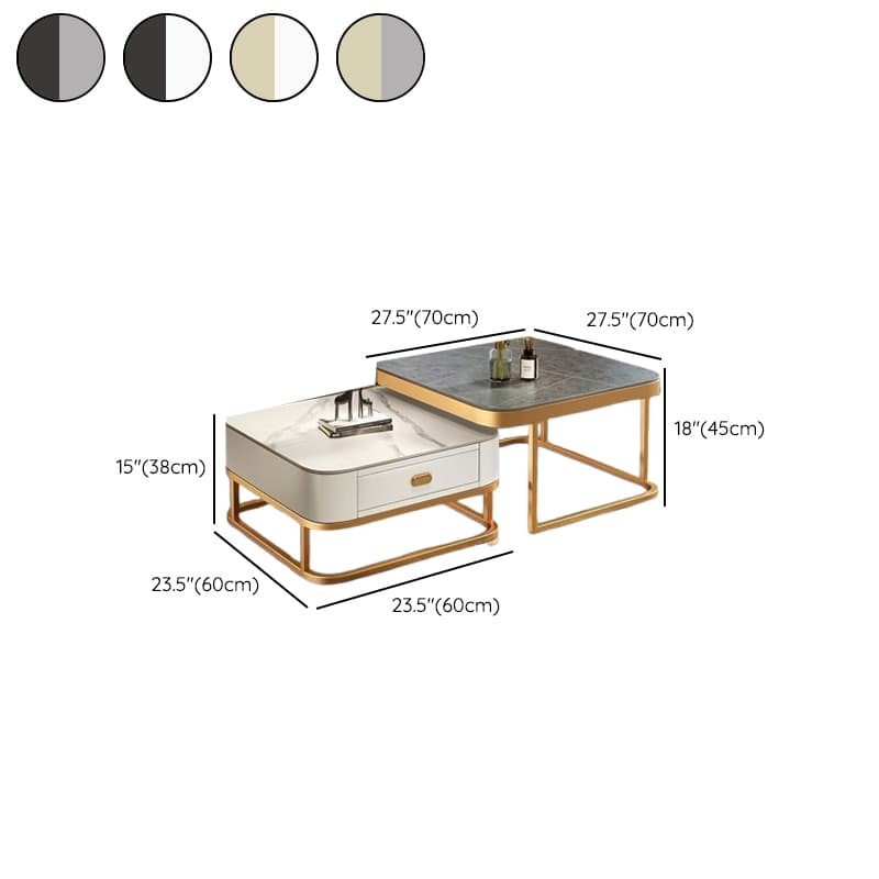 Square Double Nesting Accent Table with Framework Base for Home thumbnail 18