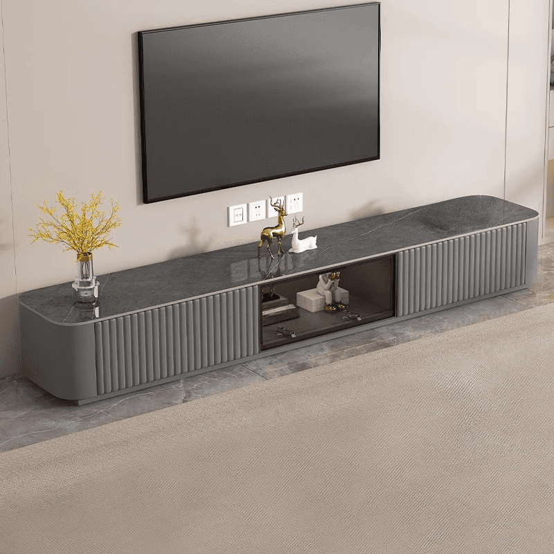 Trendy Vitreous Countertop TV Stand with Closet and 2 Drawers for Sitting Room thumbnail 6