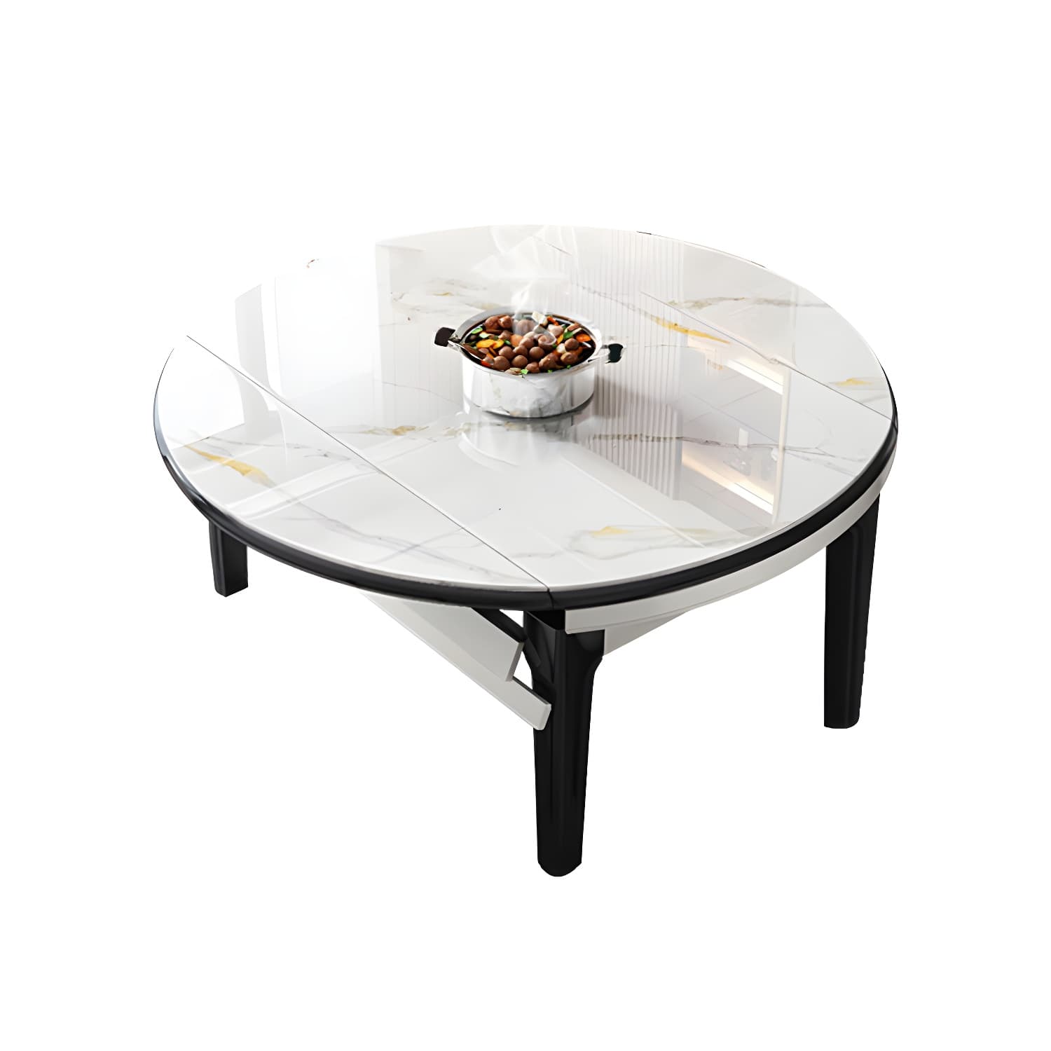 Modern Style Stone Furniture 7 Pcs Round Shape Dinette Table with Dining Chairs thumbnail 5