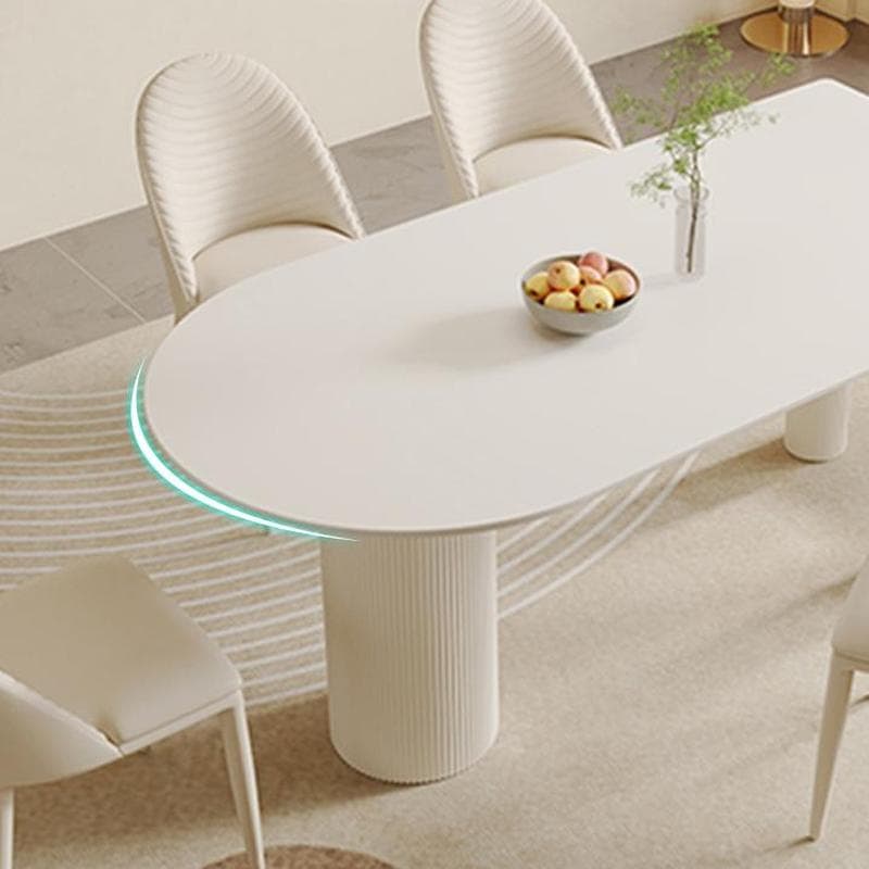 White Stone Surface 75cm Modern Kitchen & Dining Table with Metal Legs thumbnail 2