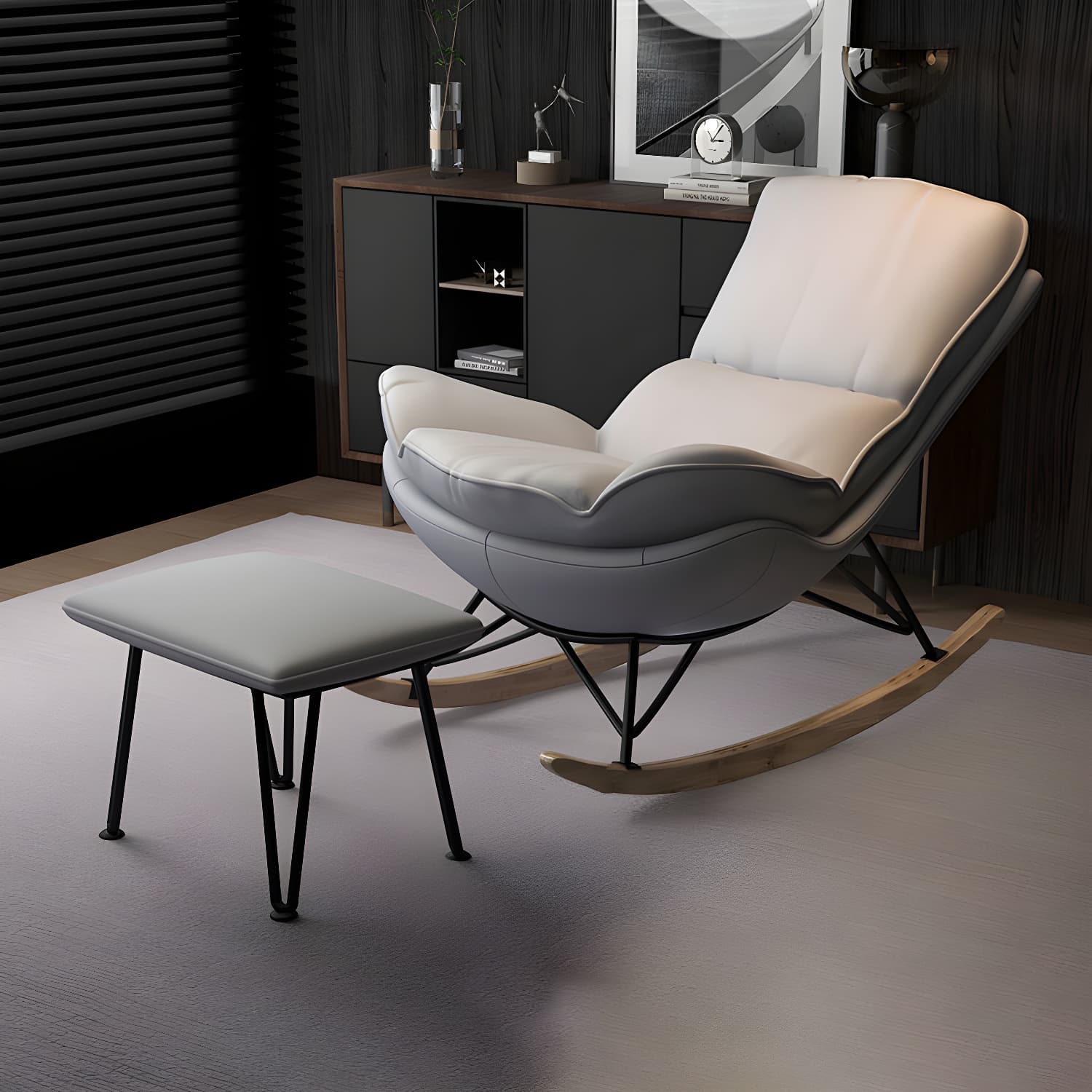 Modern Tufted Cushions Glider Spindle Children Glider with Ottoman thumbnail 10
