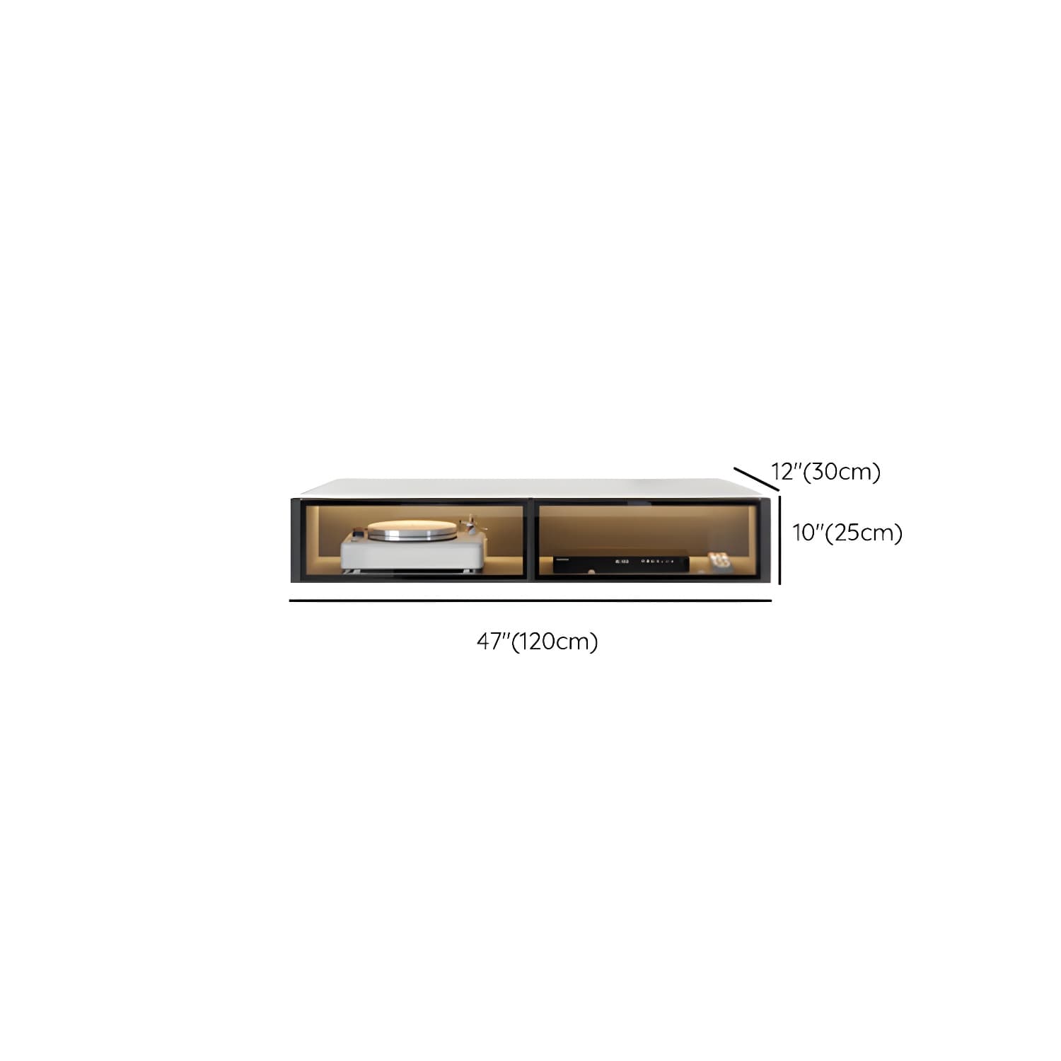Modern Wall-mounted TV Media Stand Slate Top Wood Frame with Storage thumbnail 18