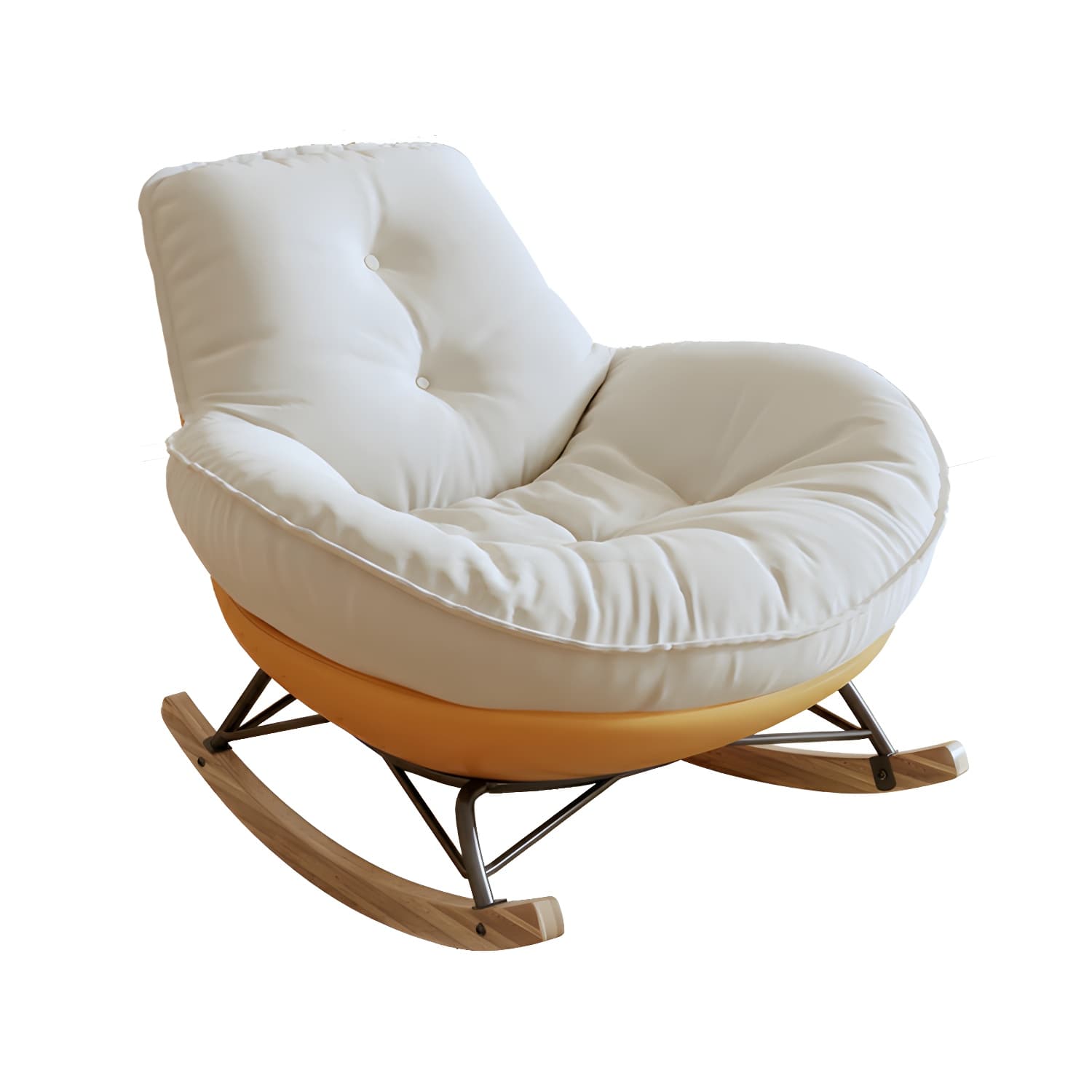 Indoor Contemporary Rocking Chair with Beige Upholstered and Wood Legs thumbnail 10