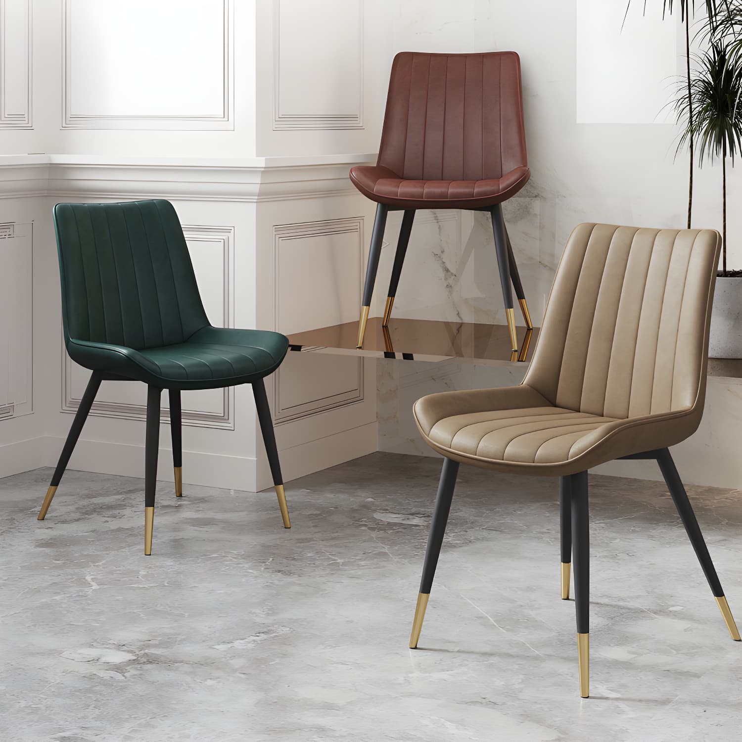 Scandinavian Study Room Leather Side Chair Matte Finish Parsons Dining Chairs thumbnail 18