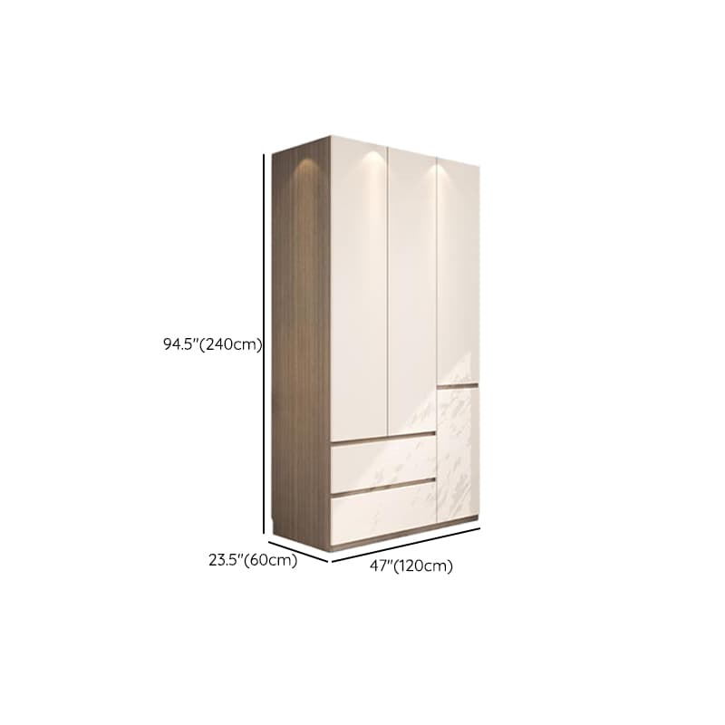 Beige Modish Armoire Cabinet in Manufactured Wood with Soft Close Drawer, Soft Close Door, Interior Shelves, and Clothing Rod thumbnail 15