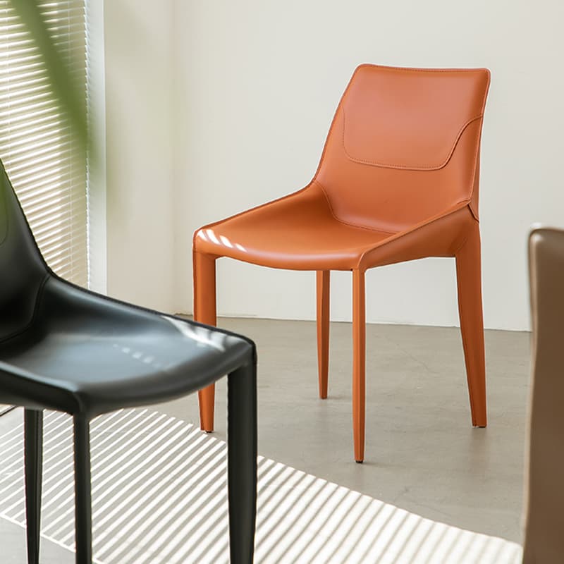 Modern Leather Armless Side Chair with Solid Back - Easy-Care, Warranty thumbnail 20