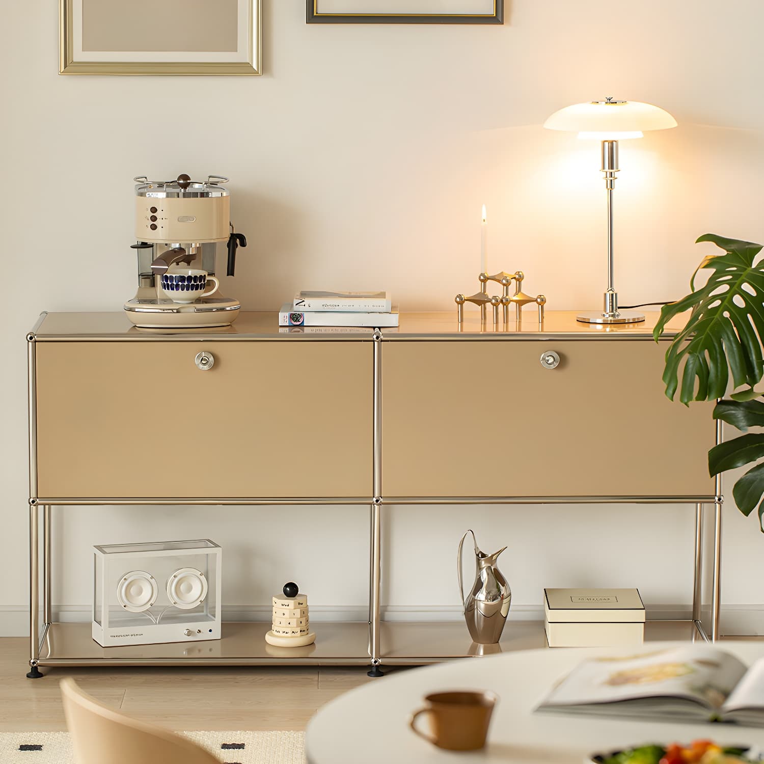 Modern Storage Sideboard Metal Sideboard with Drawer for Home thumbnail 4