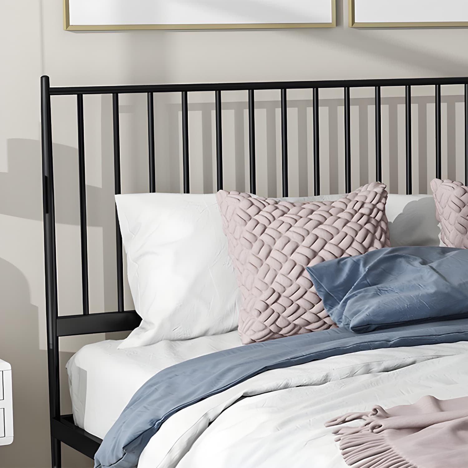 Contemporary Iron Open Frame Bed with Spindle Headboard for Bedroom thumbnail 8