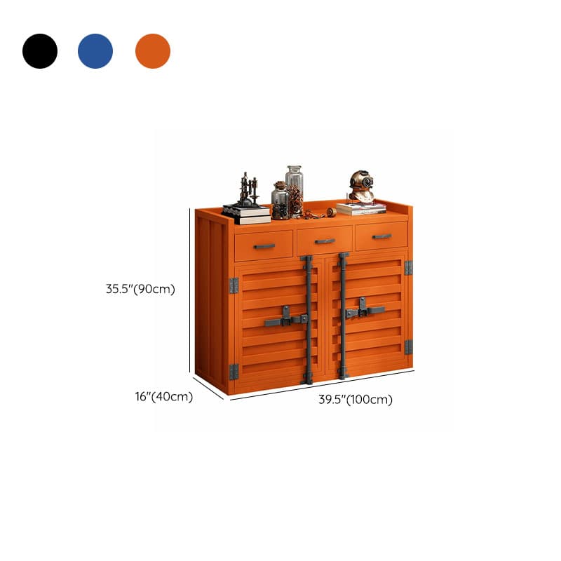 Metal Industrial Sideboard Credenza with Cabinet, Drawers, and Shelves - 40cm Width, 90cm Height thumbnail 13