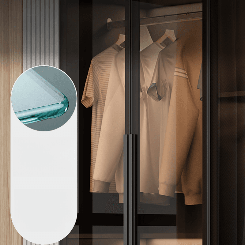Ink-Colored Manufactured Wood Detached Wardrobe Closet with Soft Close Drawer, Door, Interior Shelves, and Clothing Rod thumbnail 6