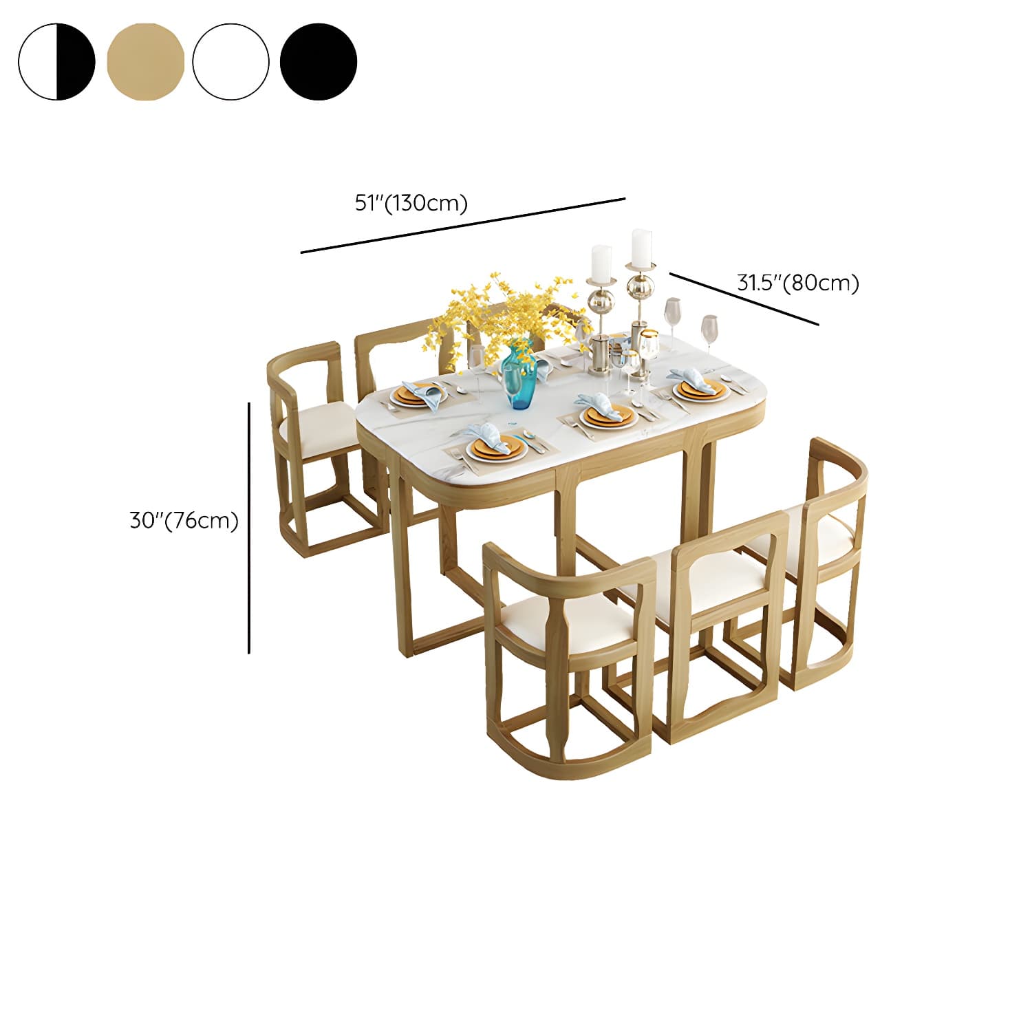 7-Piece Modern Wood Dining Set with Trestle Base and Upholstered Chairs in White - Seats 6 thumbnail 26
