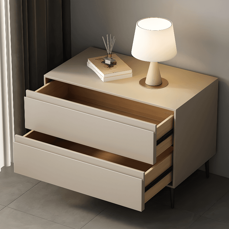 Scandinavian 2 Drawers Nightstand With Drawer Storage in Artificial Leather with Leg thumbnail 11