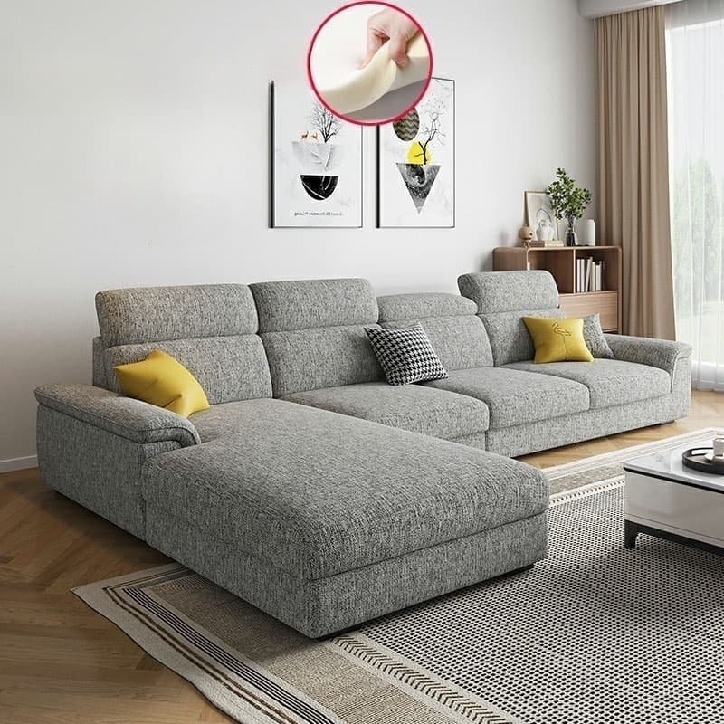 5-Seater Modish Left L-Shape Sofa Chaise with Natural Wood Frame thumbnail 6