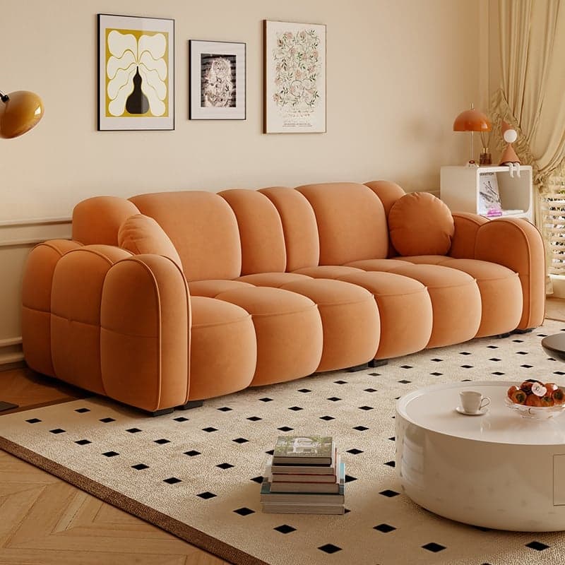 Modern Solid Color Tear Resistant Standard Sofa in Dark Grey/Light Brown/Ivory, 4-seater/3-seater with 2 Pillows thumbnail 10