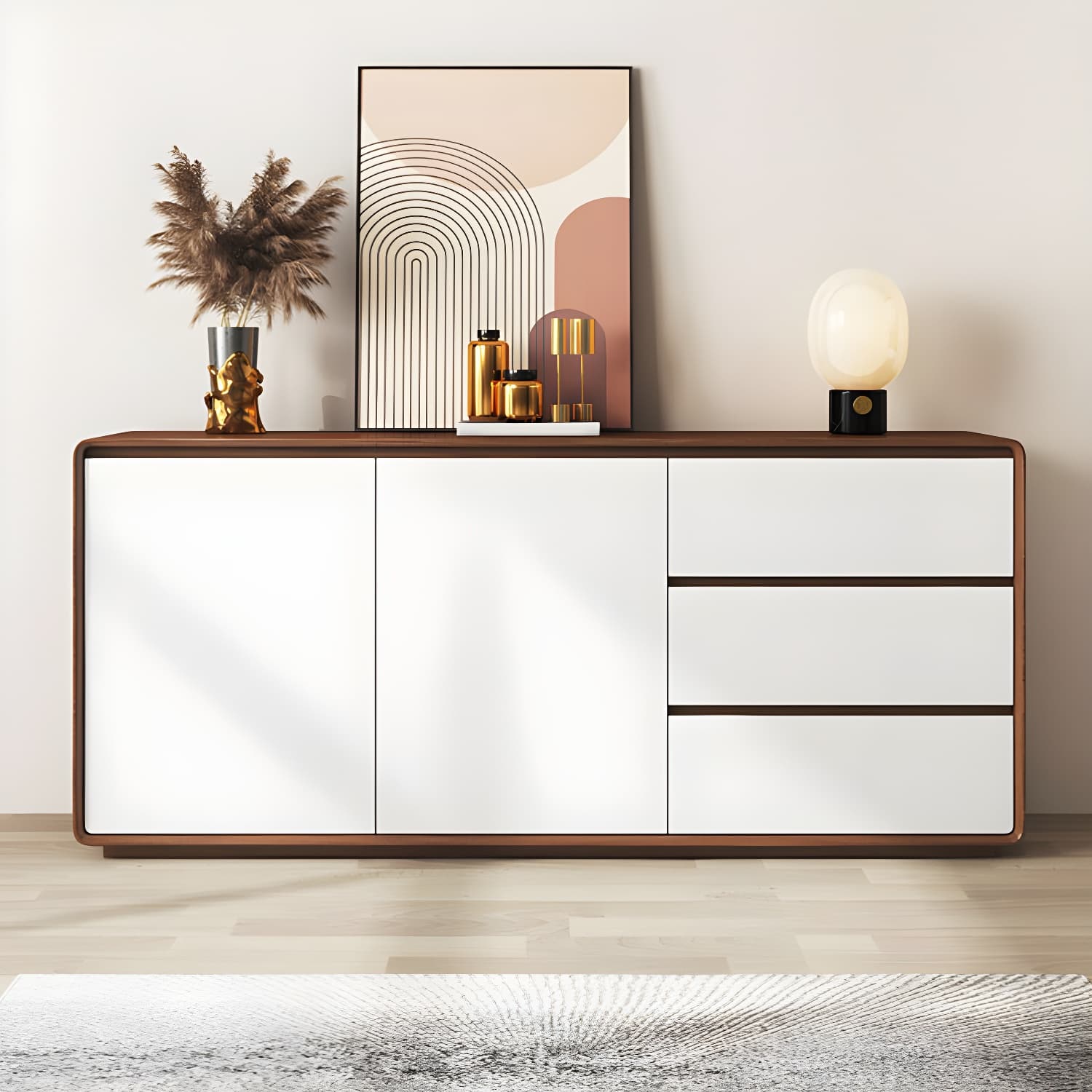 Modern and Contemporary Credenza Wood Dining Buffet with Cabinets and Drawers thumbnail 11