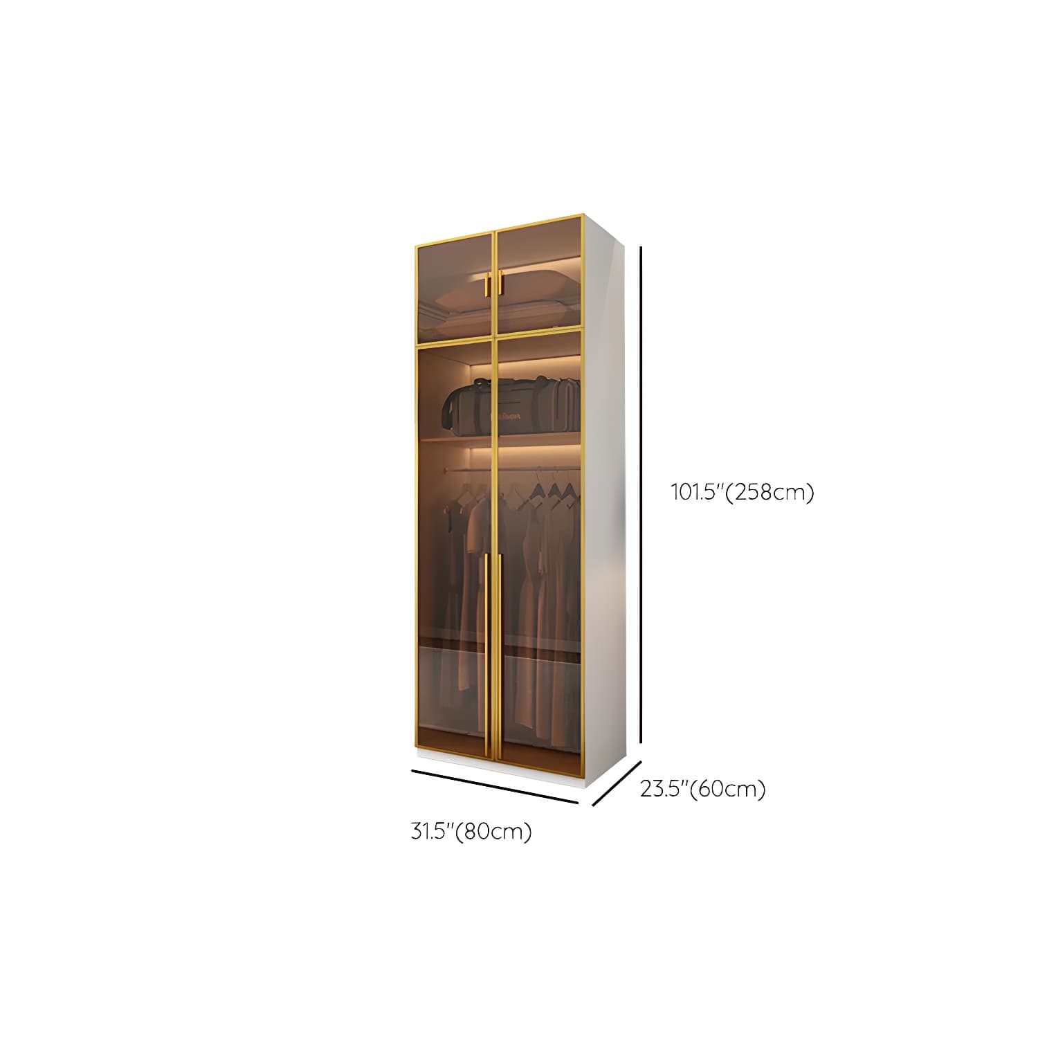 Modern White Wood Frame Wardrobe Armoire Freestanding Wardrobe with Soft Close Drawers thumbnail 21